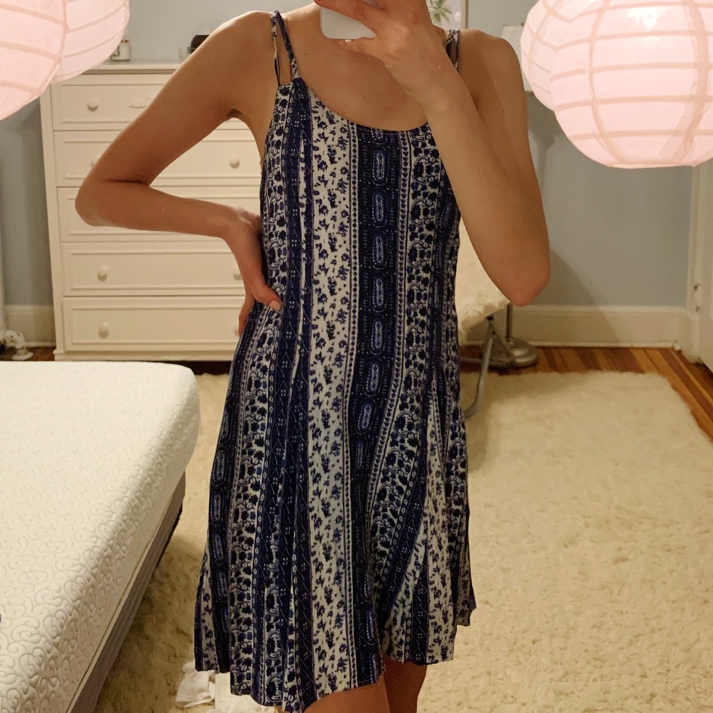 Hollister Navy & White Striped Boho Mini Dress